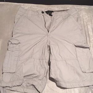 Cream colored champs sports gear cargo shorts